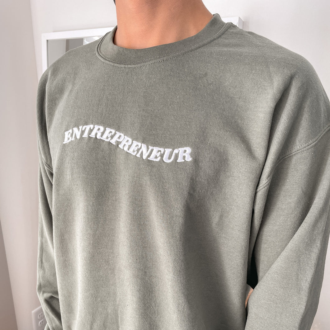 Olive Embroidered Entrepreneur Sweatshirt