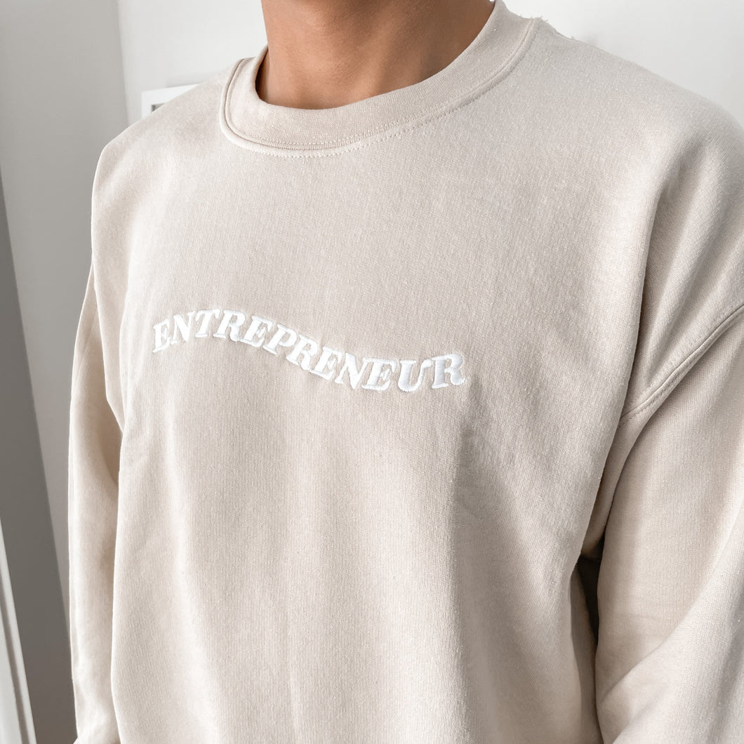 RESTOCKED Sand Embroidered Entrepreneur Sweatshirt