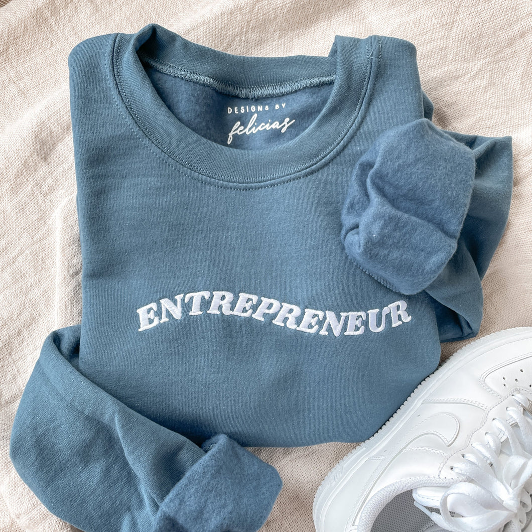 NEW Blue Embroidered Entrepreneur Sweatshirt