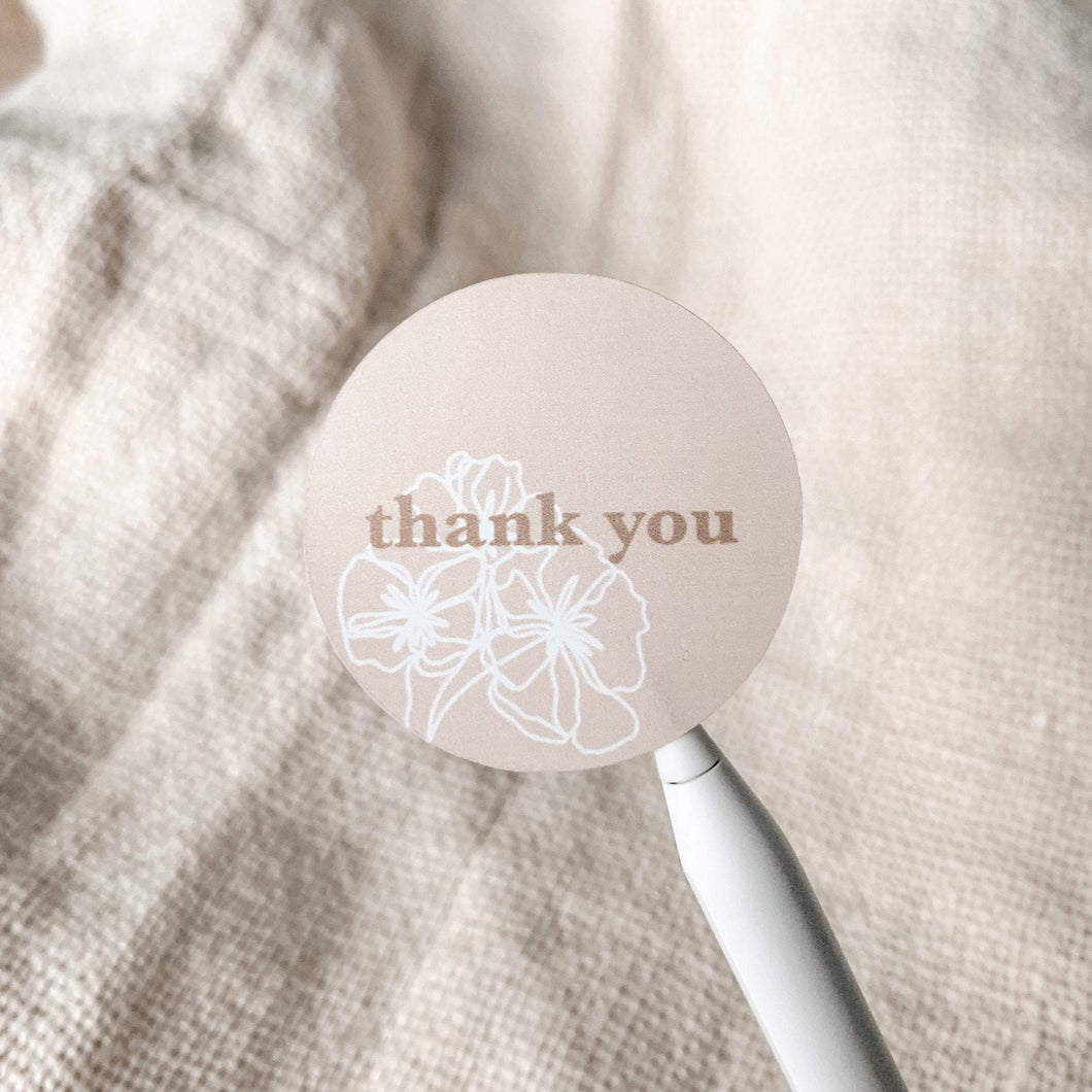 Botanical Blush Thank You Packaging Stickers Sheets